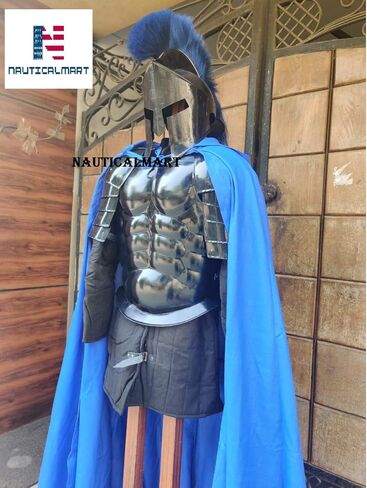 سترة مدرعة للعضلات ذات لون أسود روماني من Nautical-Mart مع واقي للكتف 300 خوذة سبارتان، كيب أزرق ملكي، جامبيسون in Kuwait