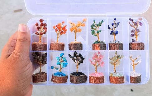 Gomti Chakra Crytal Tree Chakra العلاج الطبيعي الأحجار الكريمة كريستال بونساي شجرة المال الحظ لحسن الحظ والثروة والازدهار ديكور المنزل والمطبخ هدية روحية (Gomti Chakra 60 خرزة)، 9-12 بوصة in Kuwait