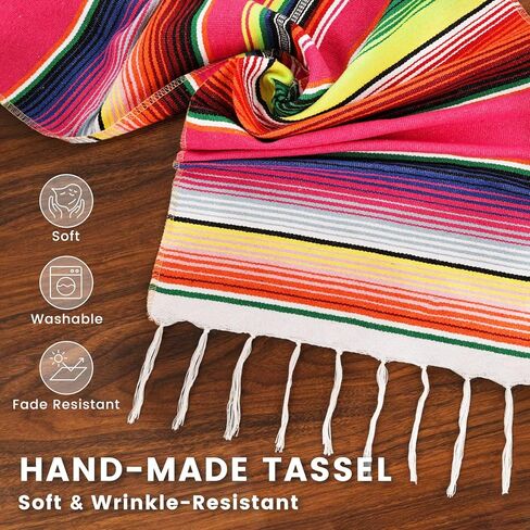 DomeStar 2 Pack Fiesta Mexican Runners, 14x84 Serape Table Runner with Tassel Fringe, Vibrant Striped Caminos de Mesa for Cinco de Mayo, Mexican Party, Wedding & Home Table Decor in Saudi Arabia
