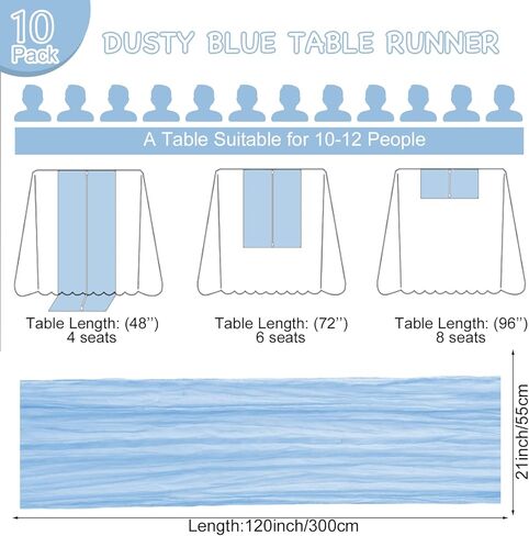 10 Pack Baby Blue Table Runner 21x120 Inch Light Blue Cheesecloth Table Runner 10FT Boho Gauze Table Runners Long Cheese Cloth Table Runner Semi Sheer Runners for Wedding Bridal Baby Shower Party in Saudi Arabia