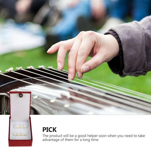 VICASKY Guzheng Finger Picks Set with Protective Pipa Nail Covers, Small Size White Faux Nails for Adult, 8 Pieces with Storage Box, Practical Guzheng Practice Tools for Traditional in Saudi Arabia
