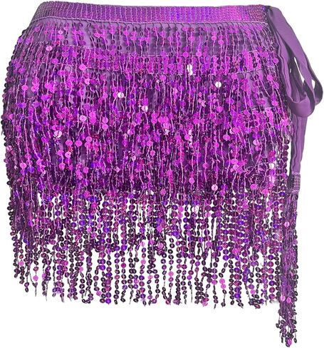 Sequin Tassel Skirt Women's Belly Dance Hip Scarf Skirts for Rave Festival Party Costume Stage Performance in Kuwait