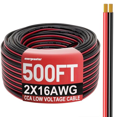 سلك قياس 14 من إنرجيستر 100 قدم، 2 موصلات سلك كهربائي كابل أحمر أسود، جهد منخفض 14 AWG سلك تمديد من الألومنيوم المطلي بالنحاس لسلك مكبر الصوت، LED، السيارات 12 فولت/24 فولت تيار مستمر in Kuwait