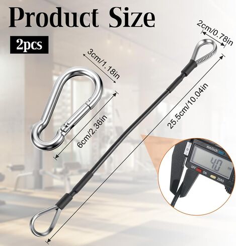 10" Gym Cable Extension, 2 Pcs Replacement Cable Machine Accessories Compatible with Home Gym Accessories Fitness Extension Rope Attachment for LAT/Tricep Pull Down, Leg Extensions Machine in Saudi Arabia