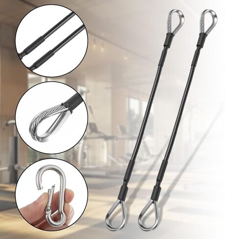 10" Gym Cable Extension, 2 Pcs Replacement Cable Machine Accessories Compatible with Home Gym Accessories Fitness Extension Rope Attachment for LAT/Tricep Pull Down, Leg Extensions Machine in Saudi Arabia