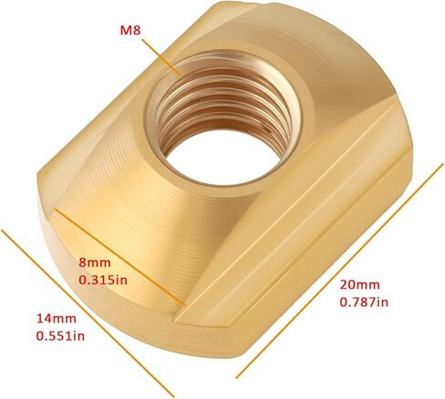 4Pcs M8 Hydrofoil T Nut Brass Track Nut for Hydrofoil Track Windsurfers Kiters Wing Foilers, 20x8mm, 20x14mm in Saudi Arabia