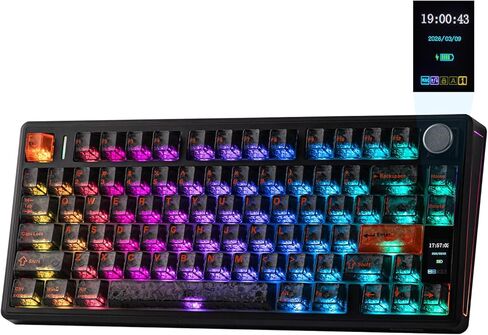 EPOMAKER TH80 V2 PRO Wireless Gaming Keyboard with Screen&Knob, 10000mAh, 2.4Ghz/BT/USB-C, RGB, Hot Swap, Custom Driver, NKRO, PBT Keycap, Mechanical Keyboard for PC/Mac (Pink, Sea Salt Silent) in Saudi Arabia