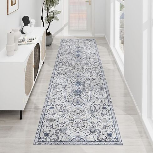 سجادة أرضية من الفينيل من SALLOUS للمنزل، سجادة منطقة مقاومة للماء مقاس 5 × 8 بوصة لغرفة المعيشة، سجادة منطقة غير قابلة للانزلاق لتحت طاولة الطعام، سجادة حماية الأرضية الصلبة من الفينيل لغرفة النوم والمطبخ والحمام (أزرق رمادي) in Kuwait