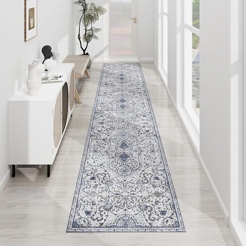 سجادة أرضية من الفينيل من SALLOUS للمنزل، سجادة منطقة مقاومة للماء مقاس 5 × 8 بوصة لغرفة المعيشة، سجادة منطقة غير قابلة للانزلاق لتحت طاولة الطعام، سجادة حماية الأرضية الصلبة من الفينيل لغرفة النوم والمطبخ والحمام (أزرق رمادي) in Kuwait