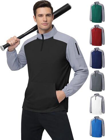 Wind and Water Resistant Cage Jacket Long Sleeve Golf Jacket Quarter Zip Pullover with Sleeve Pocket for Workout in Kuwait