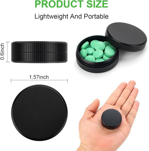علبة حبوب دواء صغيرة، عبوتين من حاويات تنظيم الأدوية المصنوعة من الألومنيوم لجيب المحفظة، صندوق حامل فيتامينات معدني للسفر للاستخدام اليومي، علبة طبية صغيرة محمولة مقاومة للماء للتخييم والعمل - أسود in Kuwait