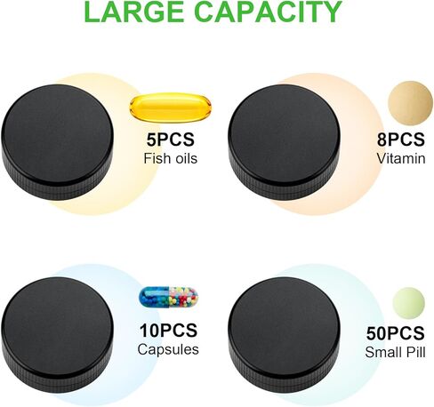 علبة حبوب دواء صغيرة، عبوتين من حاويات تنظيم الأدوية المصنوعة من الألومنيوم لجيب المحفظة، صندوق حامل فيتامينات معدني للسفر للاستخدام اليومي، علبة طبية صغيرة محمولة مقاومة للماء للتخييم والعمل - أسود in Kuwait