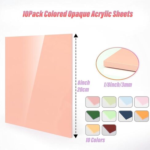 10 قطع 8 × 12 بوصة 200 × 300 مم 1/8 بوصة سمك 10 في 1 لوحة زجاج شبكي بألوان الباستيل من جانب واحد لامعة من زجاج شبكي متجمد من جانب واحد لألواح بلاستيكية قابلة بالليزر DIY in Kuwait