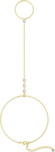 Gold Hand Chain Bracelet for Women Trendy, Dainty 14k Gold Ring Bracelet Hand Chain Finger Ring Slave Cuff Bracelet Cubic Zircon Gold Bracelets Jewelry Accessories for Women in Saudi Arabia