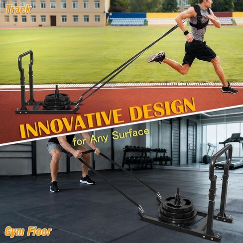 GanFindX Adjustable Weight Sled for Push & Pull Training, Heavy-Duty Fitness Sled with 5 Adjustable Handles, Improves Speed and Strength, Fits 1" & 2" Weight Plates in Kuwait