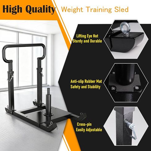 GanFindX Adjustable Weight Sled for Push & Pull Training, Heavy-Duty Fitness Sled with 5 Adjustable Handles, Improves Speed and Strength, Fits 1" & 2" Weight Plates in Kuwait