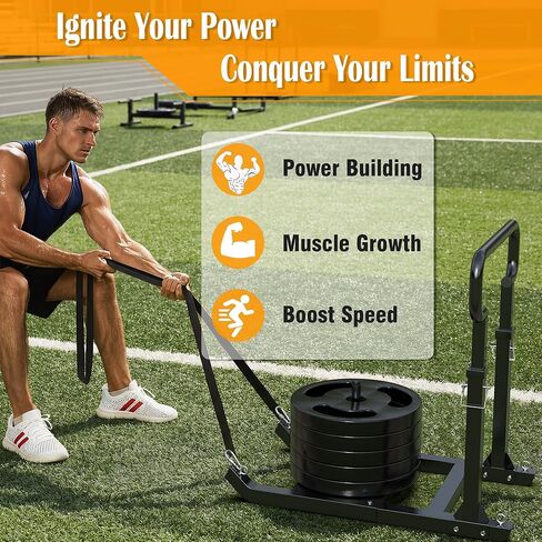 GanFindX Adjustable Weight Sled for Push & Pull Training, Heavy-Duty Fitness Sled with 5 Adjustable Handles, Improves Speed and Strength, Fits 1" & 2" Weight Plates in Kuwait