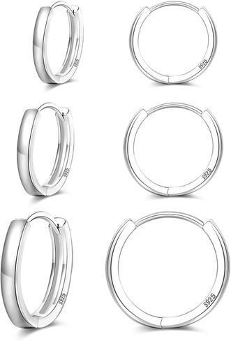 Senteria 5 أزواج من الفضة الاسترليني أقراط أقراط صغيرة من الفضة الأقراط في حلق Hypoallergenic tiny huggie arring for women gloyers ropings rops مجموعات 8/10/12/14/16 ملم in Kuwait