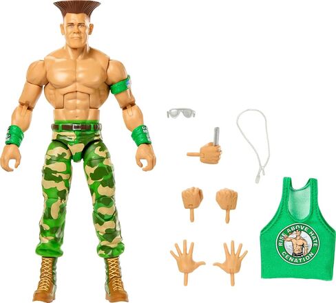 مجموعة WWE John Cena As Guile x Street Fighter Cross Over Mattel Elite Collection وملحقاتها، مجموعة ألعاب قابلة للتجميع مقاس 6 بوصات JLD73 in Saudi Arabia