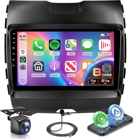 ستيريو راديو السيارة لسيارة Ford Edge 2016-2020 2+64G، شاشة لمس 9 بوصات/Android 13/Wireless CarPlay/Android Auto/DSP EQ/GPS Navigation/WiFi/Bluetooth/FM/RDS/SWC/HD كاميرا احتياطية in Kuwait