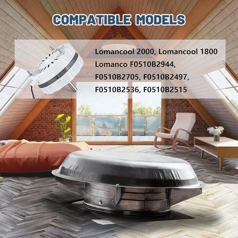 F0510B2944 محرك مروحة العلية متوافق مع F0510B2705، F0510B2497، F0510B2536، F0510B2515، محرك مروحة تهوية العلية لسلسلة Lomanco 2000 و1800، 58033 وحدة تحكم في درجة الحرارة، 120 فولت in Saudi Arabia