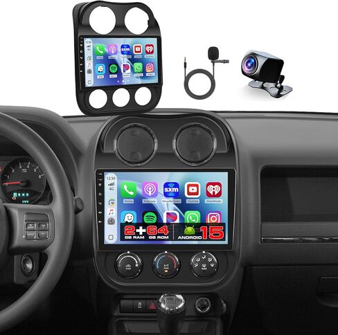 4+64GB for Jeep Patriot Compass 2010-2016 Android 13 Car Radio with Wireless Apple Carplay Android Auto, Hikity 10 1'' Touch Screen Stereo Support SIM Card GPS Bluetooth, EQ DSP, Backup Camera MIC in Saudi Arabia