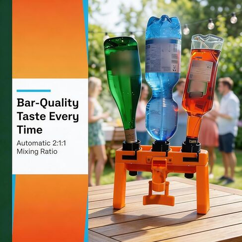 موزع خلاط كوكتيل متناسب من Aperol Spritz - نسبة دقة 2:1:1 لبروسيكو/سيكت والماء والأبيرول - أداة بار منزلية أساسية مع 4 صمامات ومقبض مثبت مسبقًا (Aperol Spritz) in Kuwait