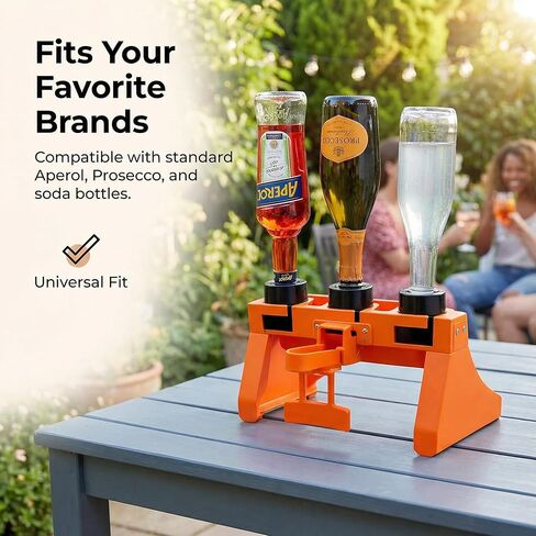 موزع خلاط كوكتيل متناسب من Aperol Spritz - نسبة دقة 2:1:1 لبروسيكو/سيكت والماء والأبيرول - أداة بار منزلية أساسية مع 4 صمامات ومقبض مثبت مسبقًا (Aperol Spritz) in Kuwait