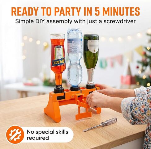 موزع خلاط كوكتيل متناسب من Aperol Spritz - نسبة دقة 2:1:1 لبروسيكو/سيكت والماء والأبيرول - أداة بار منزلية أساسية مع 4 صمامات ومقبض مثبت مسبقًا (Aperol Spritz) in Kuwait