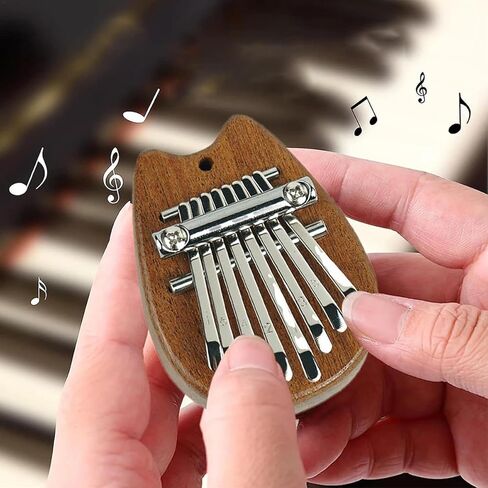 8 Key Mini Wood Kalimba Finger Thumb Piano Marimba Musical Good Accessories Pendant Gift (Cat Ears) in Saudi Arabia