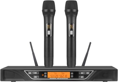 نظام ميكروفون لاسلكي مزدوج NG-9 UHF مزود بميكروفونين ديناميكيين محمولين باليد، مضاد للتداخل بدرجة احترافية، ميكروفون مزود بلمسة واحدة، تلفزيون منزلي KTV، مباشر، عروض، اجتماعات in Saudi Arabia