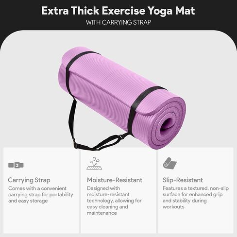 BalanceFrom Yoga Mat 1-Inch Extra Thick High-Density Exercise Mat with Non-Slip Surface,Taro Purple in Saudi Arabia