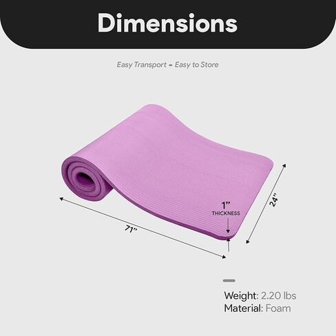 BalanceFrom Yoga Mat 1-Inch Extra Thick High-Density Exercise Mat with Non-Slip Surface,Taro Purple in Saudi Arabia