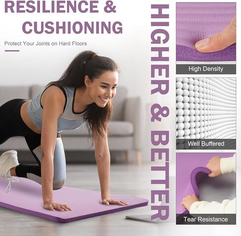 BalanceFrom Yoga Mat 1-Inch Extra Thick High-Density Exercise Mat with Non-Slip Surface,Taro Purple in Saudi Arabia