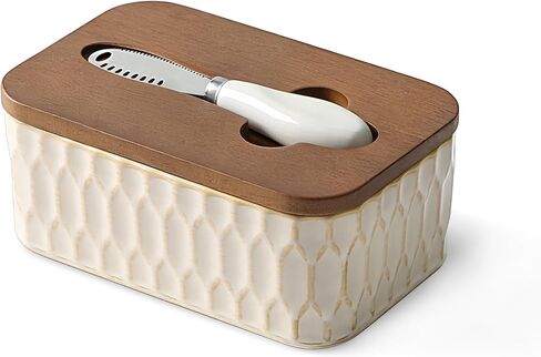 Butter Dish with Lid, Ceramic Butter Dish for Countertop, Airtight Butter Keeper with Knife, Butter Storage, Kitchen Decor & Housewarming Gift in Saudi Arabia