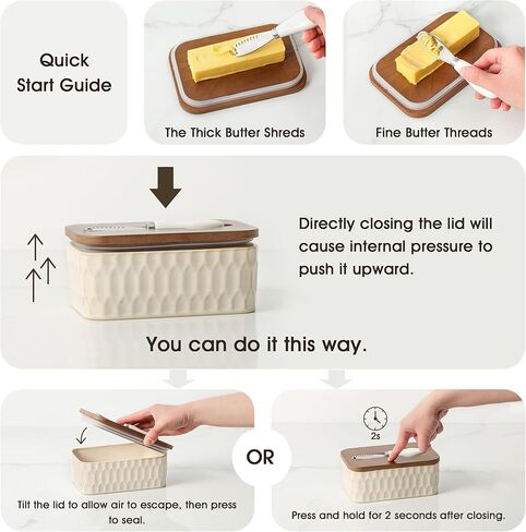 Butter Dish with Lid, Ceramic Butter Dish for Countertop, Airtight Butter Keeper with Knife, Butter Storage, Kitchen Decor & Housewarming Gift in Saudi Arabia
