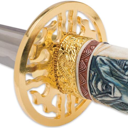 Highlander Dragon Katana with Lacquered Saya - 1045 High Carbon Steel Blade - Battle Ready (Blue Closed Mouth) in Kuwait