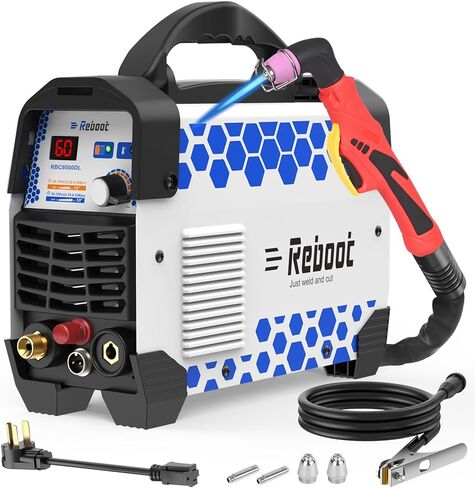 Reboot 60A Plasma Cutter Dual Voltage 120V/240V, 1/2" Clean Cut IGBT Inverter, Portable Metal Cutting Machine with Torch & Tips - RBC6000D 2025 Upgraded (Pre-Installed Air Regulator) in Kuwait