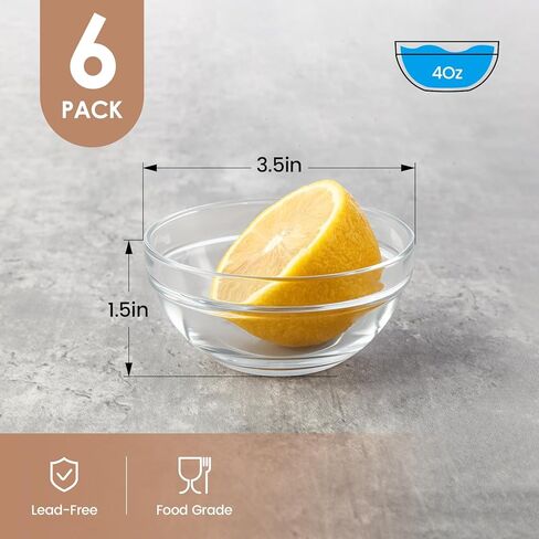 Farielyn-X أوعية زجاجية صغيرة بحجم 3.5 بوصة و4oz، حاويات زجاجية صغيرة، Ramekins، الإعدادية، وعاء قرصة، حاويات بهار قابلة للتكديس، للإعداد، الانخفاضات، المكسرات، الوجبات الخفيفة، أوعية إعداد وجبات الحلوى، أوعية الحلوى in Kuwait