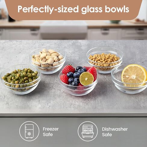 Farielyn-X أوعية زجاجية صغيرة بحجم 3.5 بوصة و4oz، حاويات زجاجية صغيرة، Ramekins، الإعدادية، وعاء قرصة، حاويات بهار قابلة للتكديس، للإعداد، الانخفاضات، المكسرات، الوجبات الخفيفة، أوعية إعداد وجبات الحلوى، أوعية الحلوى in Kuwait