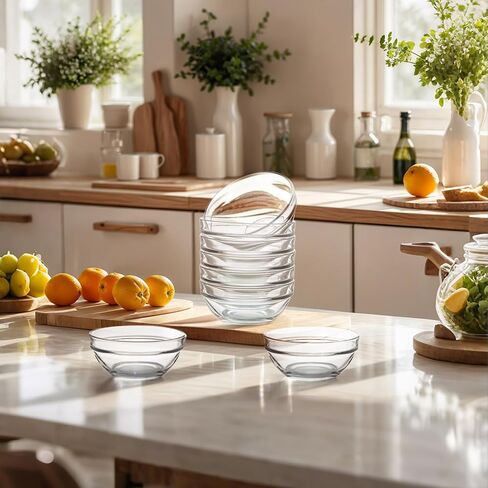 Farielyn-X أوعية زجاجية صغيرة بحجم 3.5 بوصة و4oz، حاويات زجاجية صغيرة، Ramekins، الإعدادية، وعاء قرصة، حاويات بهار قابلة للتكديس، للإعداد، الانخفاضات، المكسرات، الوجبات الخفيفة، أوعية إعداد وجبات الحلوى، أوعية الحلوى in Kuwait