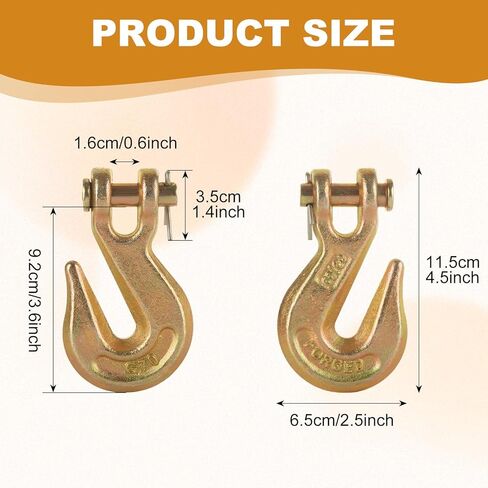 JMIATRY 8 قطع 3/8 بوصة Clevis Grab Hook 3/8 خطاف سلسلة G70 خطاف سلسلة أمان للمقطورة الفولاذية شديدة التحمل، سعة 7500 رطل، خطافات سحب ونش لسلسلة 10 مم، وصلات سحب سطح المقطورة in Saudi Arabia