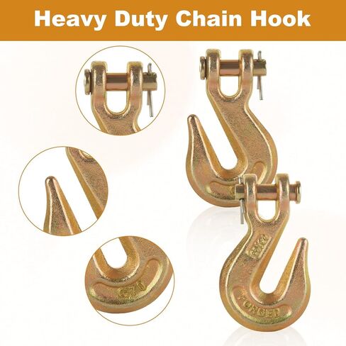JMIATRY 8 قطع 3/8 بوصة Clevis Grab Hook 3/8 خطاف سلسلة G70 خطاف سلسلة أمان للمقطورة الفولاذية شديدة التحمل، سعة 7500 رطل، خطافات سحب ونش لسلسلة 10 مم، وصلات سحب سطح المقطورة in Saudi Arabia
