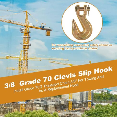 JMIATRY 8 قطع 3/8 بوصة Clevis Grab Hook 3/8 خطاف سلسلة G70 خطاف سلسلة أمان للمقطورة الفولاذية شديدة التحمل، سعة 7500 رطل، خطافات سحب ونش لسلسلة 10 مم، وصلات سحب سطح المقطورة in Saudi Arabia