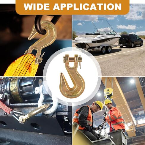 JMIATRY 8 قطع 3/8 بوصة Clevis Grab Hook 3/8 خطاف سلسلة G70 خطاف سلسلة أمان للمقطورة الفولاذية شديدة التحمل، سعة 7500 رطل، خطافات سحب ونش لسلسلة 10 مم، وصلات سحب سطح المقطورة in Saudi Arabia