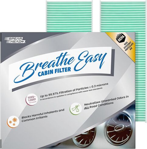 فلتر كابينة Spearhead HEPA Breathe Easy Cabin، ترشيح يصل إلى 99.97% لجزيئات 0.3 ميكرون مع عدم تقليل تدفق الهواء (BE-553H) in Kuwait