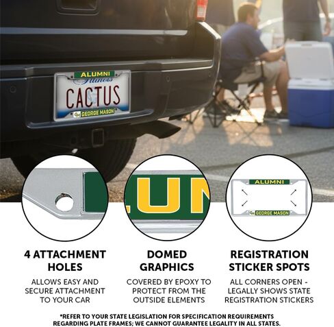 Desert Cactus George Mason University License Plate GMU Patriots Frame Metal Car Tag Holder for Front or Back of Car Officially Licensed (Alumni) in Saudi Arabia