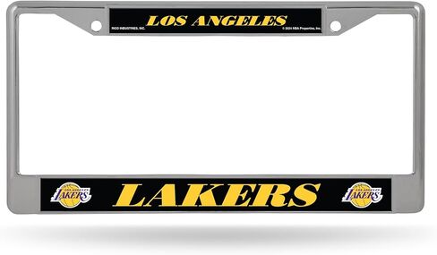 Rico Industries NBA Basketball Los Angeles Lakers Black Background 12" x 6" Silver Chrome Frame with Decal Inserts in Saudi Arabia