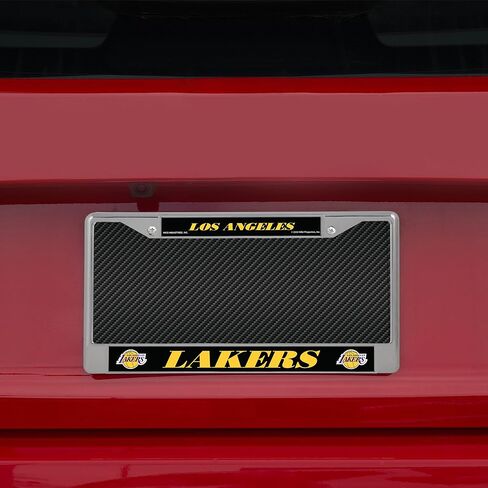 Rico Industries NBA Basketball Los Angeles Lakers Black Background 12" x 6" Silver Chrome Frame with Decal Inserts in Saudi Arabia
