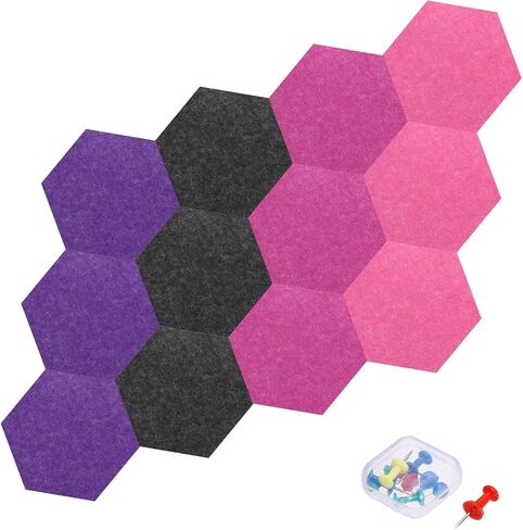 MECCANIXITY 12 قطعة من الألواح الصوتية السداسية 7.9 × 6.9 × 0.47 بوصة B1 ألواح إسفنجية مقاومة للحريق مع 7 دبابيس دفع لتزيين الجدران في الاستوديو المنزلي (أخضر فاتح، أخضر داكن، أخضر فواكه، أخضر) in Saudi Arabia